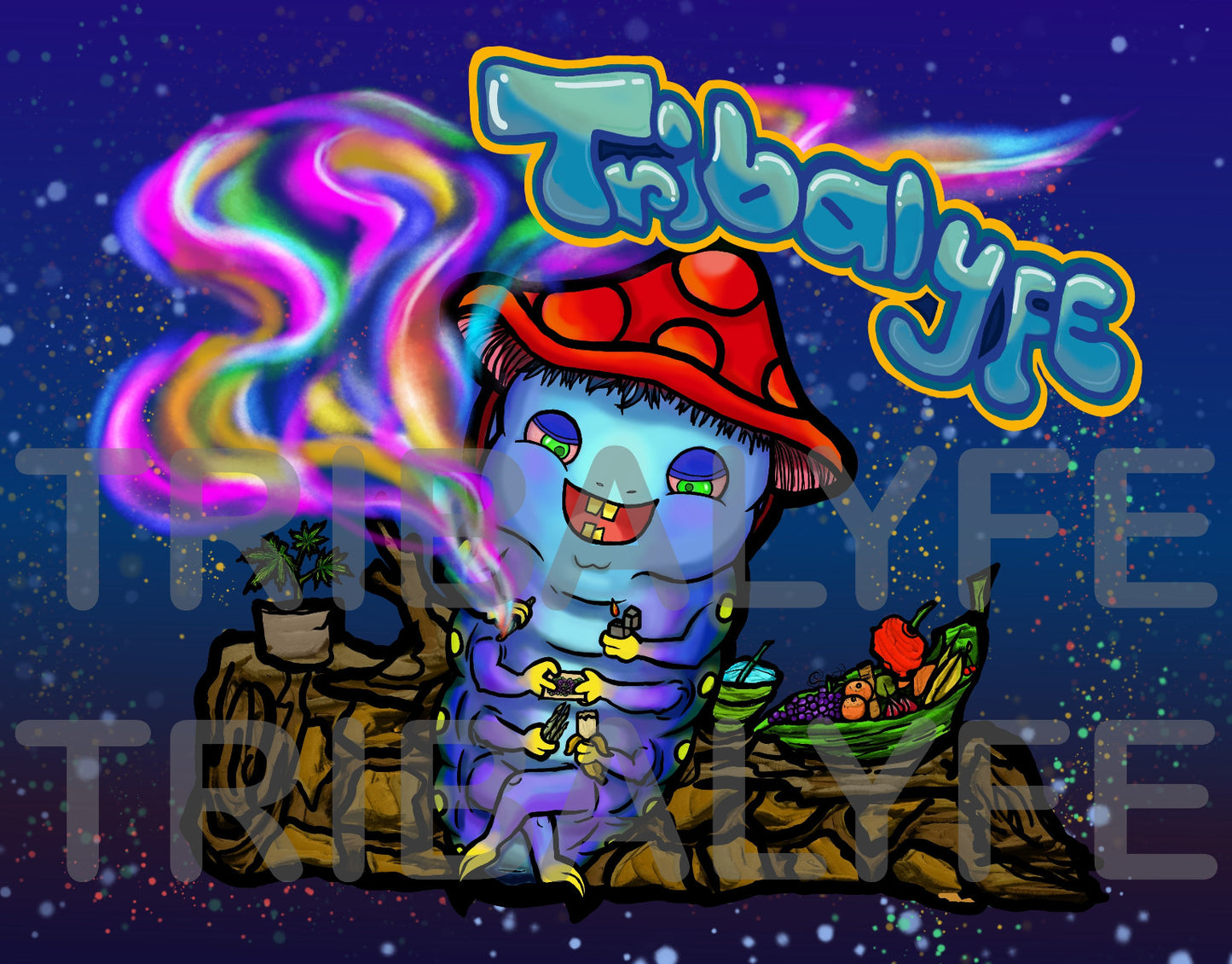 Trippy Collection: Ganja Caterpillar Art Print - Fine Matte Bordered