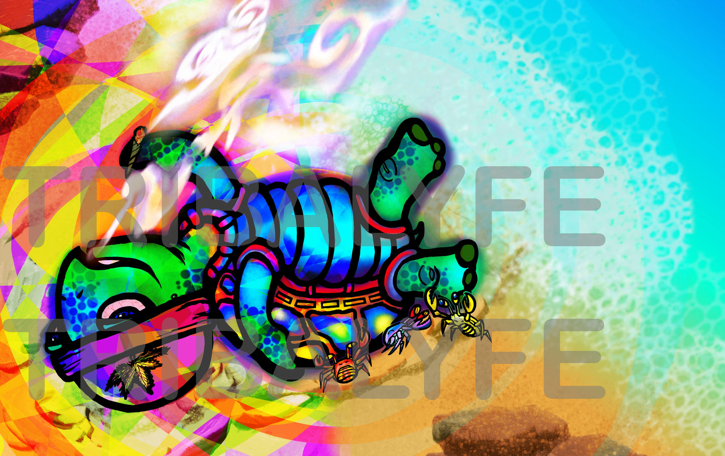 Trippy Collection: Ganja Turtle Art Print - Fine Matte Bordered