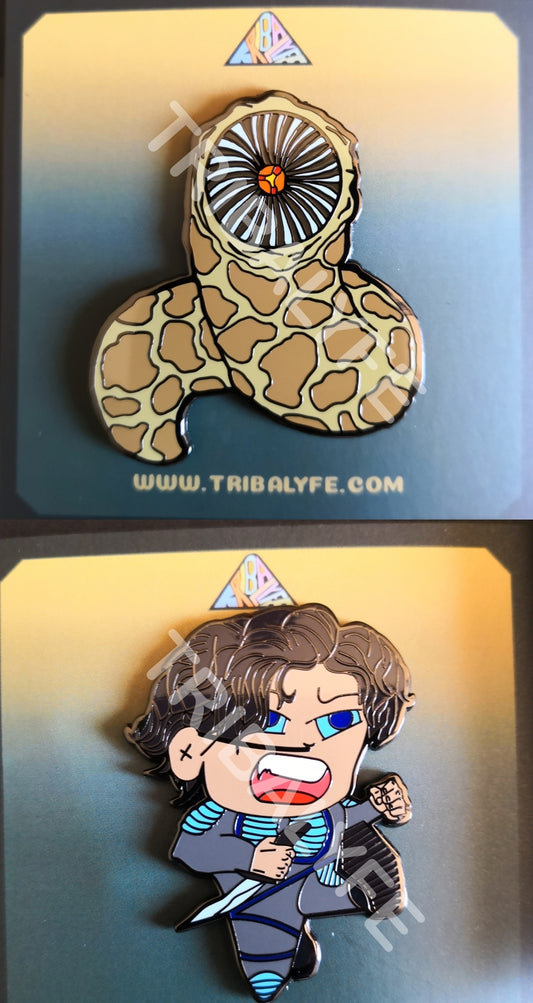 Paul Atreides + Sandworm Shai-Hulud Custom Enamel Pins - Dune - Chibi / Anime Art