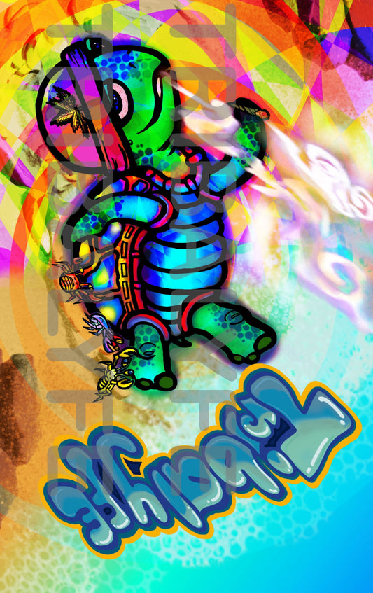 Trippy Collection: Ganja Turtle Art Print - Fine Matte Bordered
