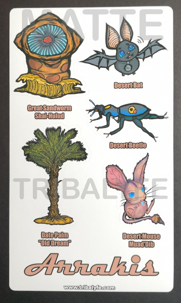 Arrakis Vinyl Sticker Sheet - Dune Chibi / Anime Art