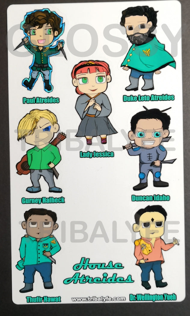 House Atreides Vinyl Sticker Sheet - Dune Chibi / Anime Art