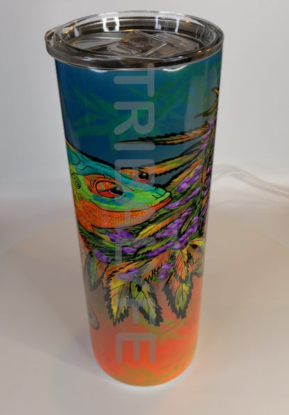 Trippy Collection: Ganja Chameleon - Stainless Steel Skinny Tumblers