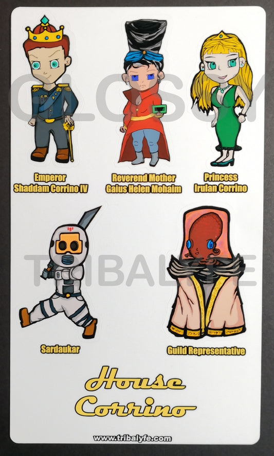 House Corrino Vinyl Sticker Sheet - Dune Chibi / Anime Art