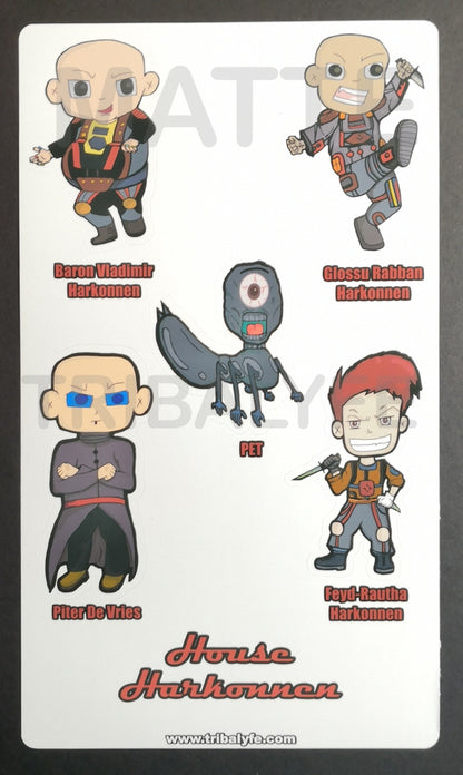 House Harkonnen Vinyl Sticker Sheet - Dune Chibi / Anime Art